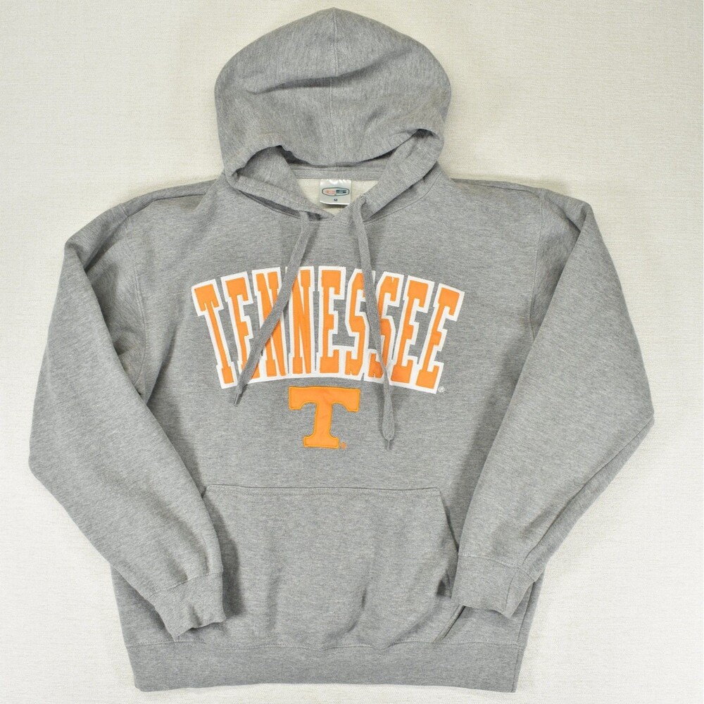 Tennessee Volunteers Hoodie Mens Medium M Gray Sweatshirt E5 Stitched On